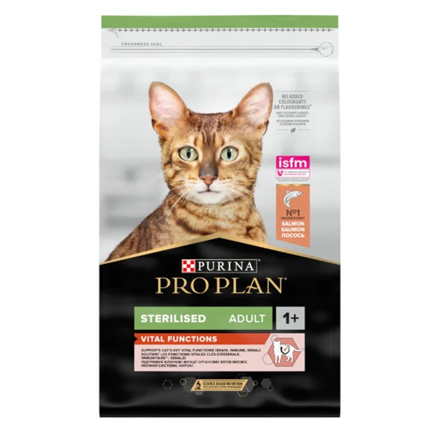 Сухой корм Purina Pro Plan Cat Sterilised Salmon для стерилизованных кошек, с лососем, 10 кг