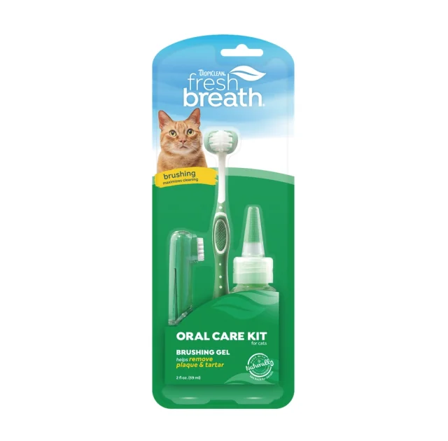 Набір TropiClean Fresh Breath Oral Care Kit for Cat для чищення зубів котів, гель і 2 зубні щітки, 59 мл