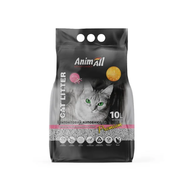 Бентонітовий наповнювач AnimAll Premium Baby Powder з ароматом дитячої пудри, для котів, 10 л