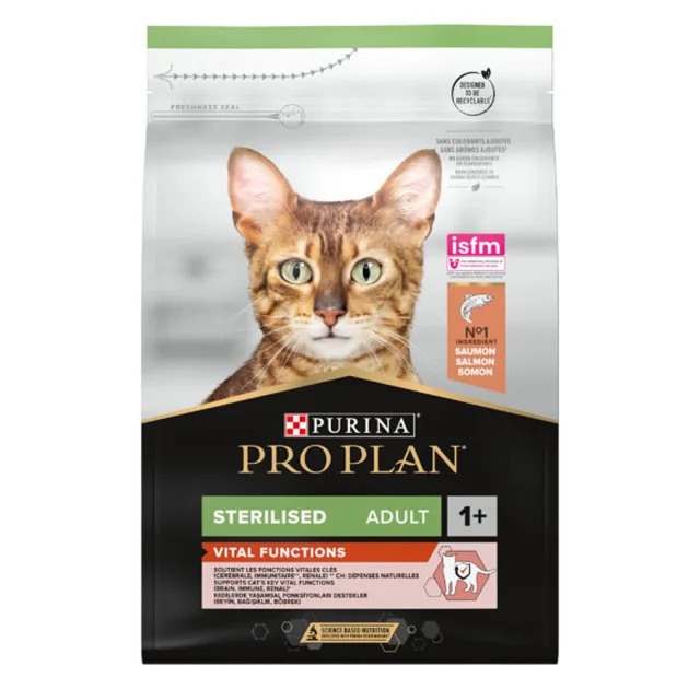 Сухой корм Purina Pro Plan Cat Sterilised Salmon для стерилизованных кошек, с лососем, 3 кг