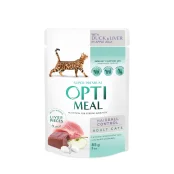 Вологий корм Optimeal для котів, для виведення шерсті, з качкою, 85 г