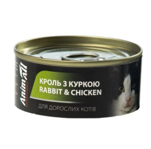 Консерви AnimAll для котів, кролик та куриця, 80 г