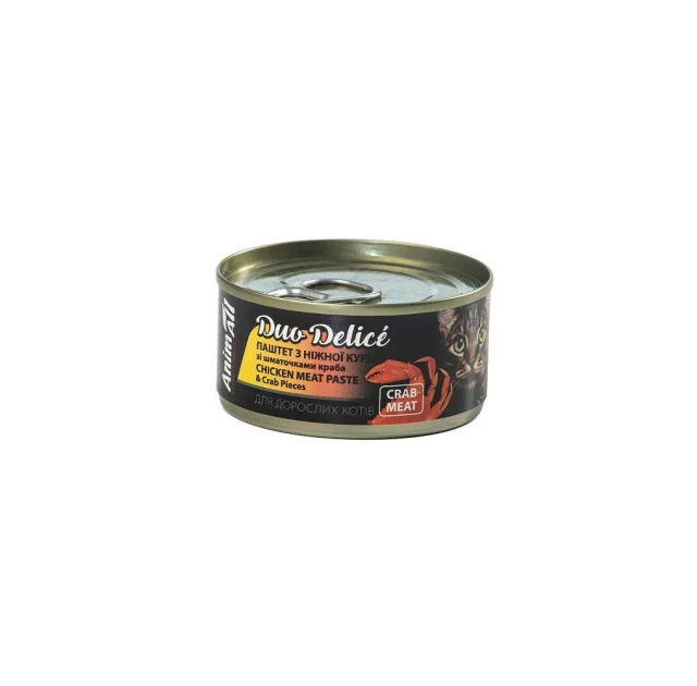 Консерви AnimAll Duo Delice для котів, паштет з куриці та шматочками краба, 80 г