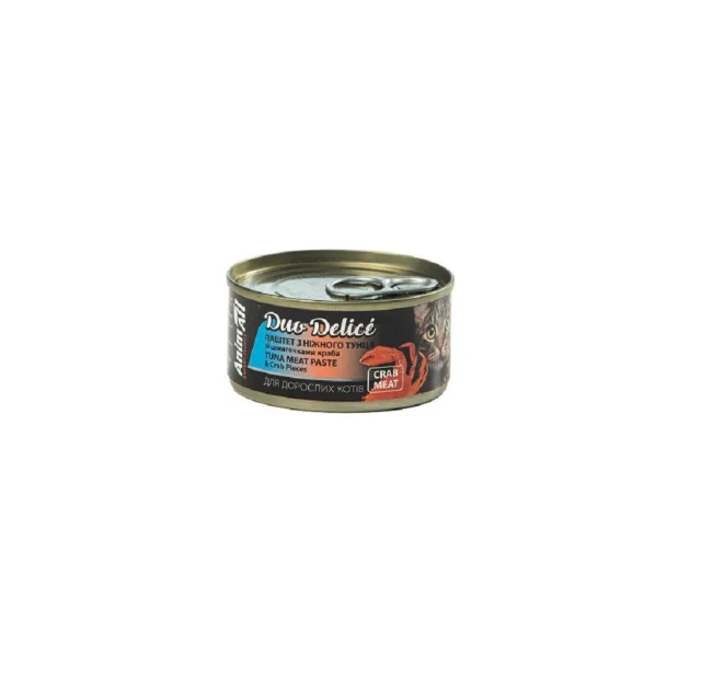 Консерви AnimAll Duo Delice для котів, паштет з тунця та шматочками краба, 80 г