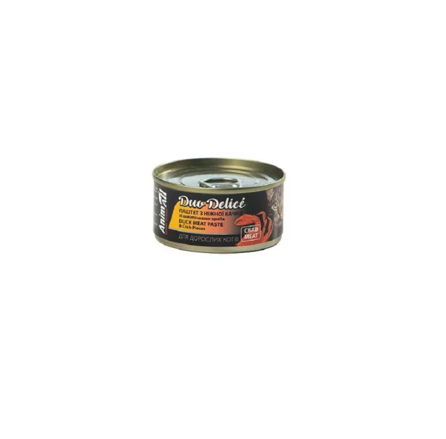 Консервы AnimAll Duo Delice для кошек, паштет из утки и кусочками краба, 80 г