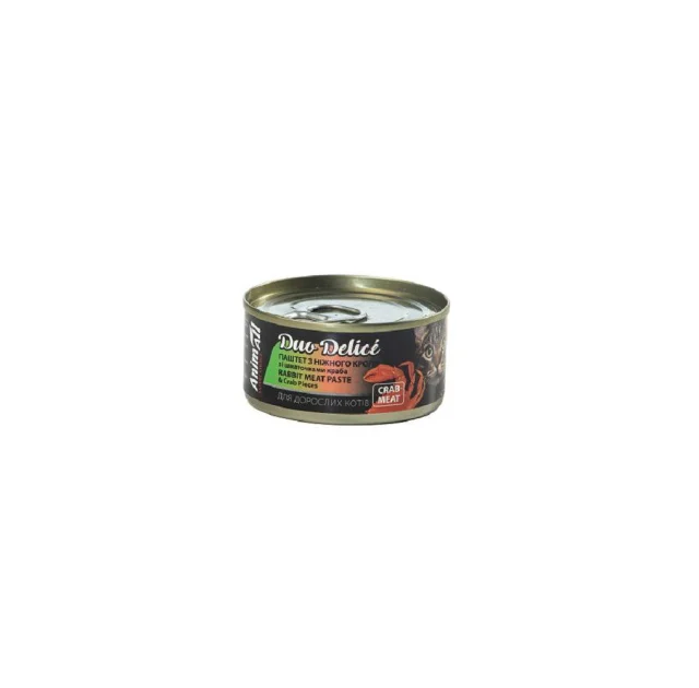 Консервы AnimAll Duo Delice для кошек, паштет из кролика и кусочками краба, 80 г