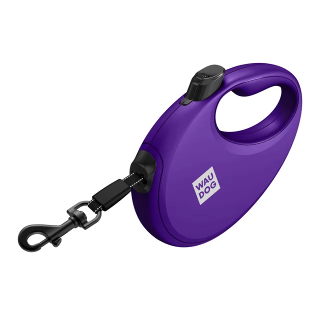 Поводок-рулетка Waudog R-leash с контейнером для пакетов для собак, S, до 12 кг, 3 м, фиолетовый