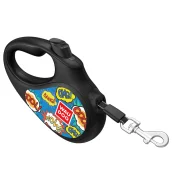 Поводок-рулетка Waudog R-leash для собак, рисунок "Вау", светоотражающая лента L, 50 кг, 5 м