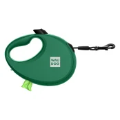 Повідець-рулетка Waudog R-leash для собак з контейнером для пакетів, світловідбивна стрічка, L, до 40 кг, 5 м, зелений