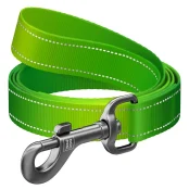 Поводок нейлновый Waudog Nylon Mono для собак, светоотражающий, S, 20 мм/122 см, салатовый