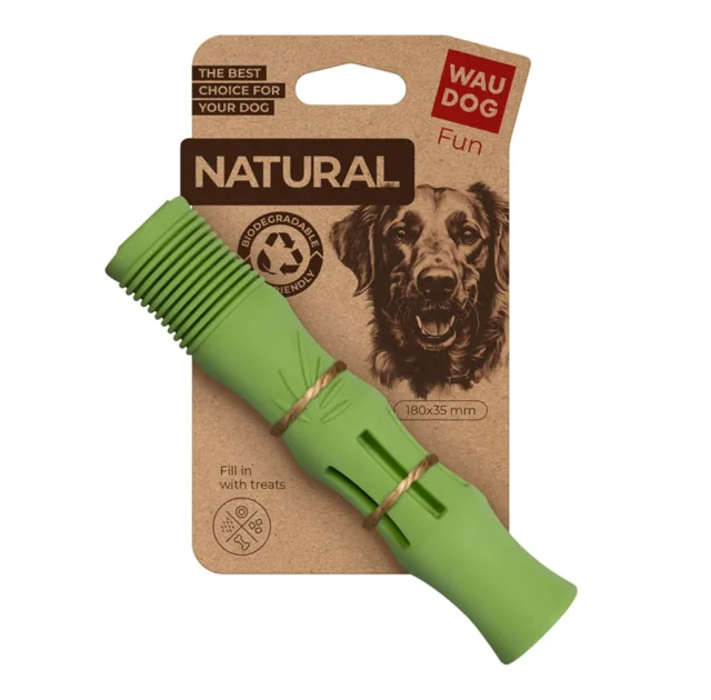 Іграшка Waudog Fun Natural для собак, Палиця, біорозкладна гума, 18 см, зелена