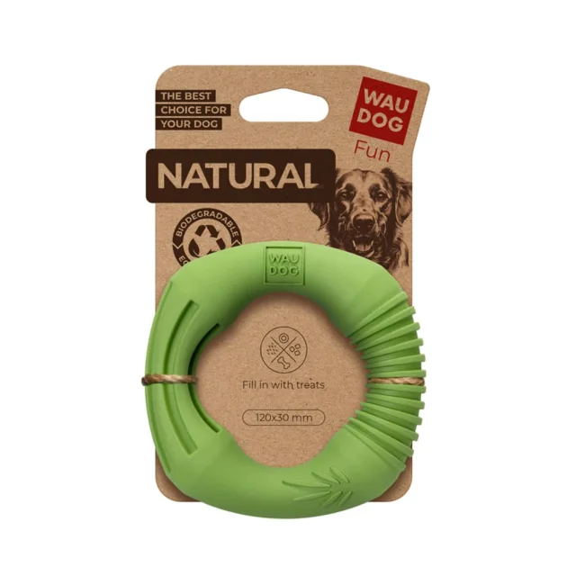 Іграшка Waudog Fun Natural для собак Кільце, біорозкладна гума, 12 см, зелена