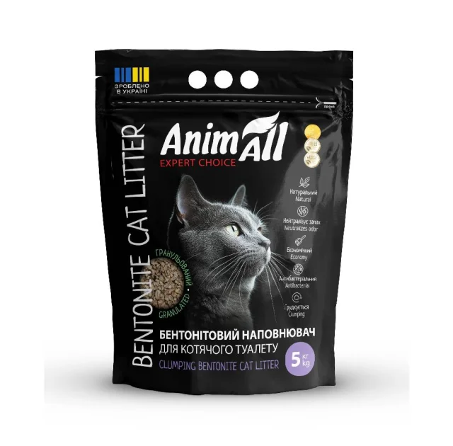 Бентонітовий наповнювач AnimAll гранульований, для кішок, 5 кг