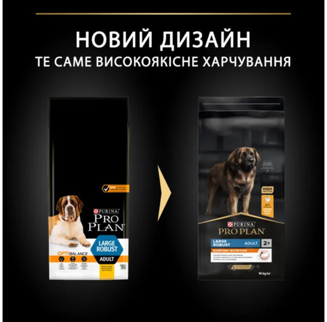 Сухой корм Purina Pro Plan Dog Large Robust Adult для взрослых собак крупных пород, с курицей, 14 кг