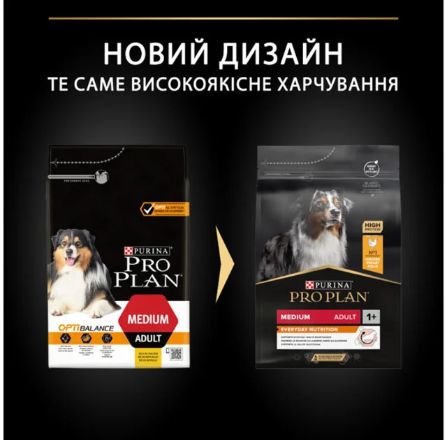 Сухой корм Purina Pro Plan Dog Medium Adult для собак средних пород, с курицей, 3 кг