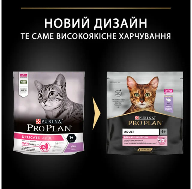 Сухой корм Purina Pro Plan Cat Delicate Turkey для кошек с чувствительным пищеварением, с индейкой, 400 г