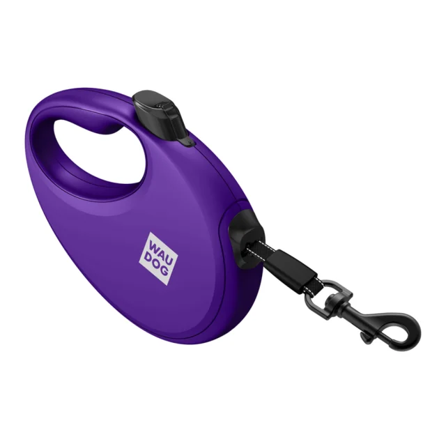 Поводок-рулетка Waudog R-leash с контейнером для пакетов для собак, S, до 12 кг, 3 м, фиолетовый