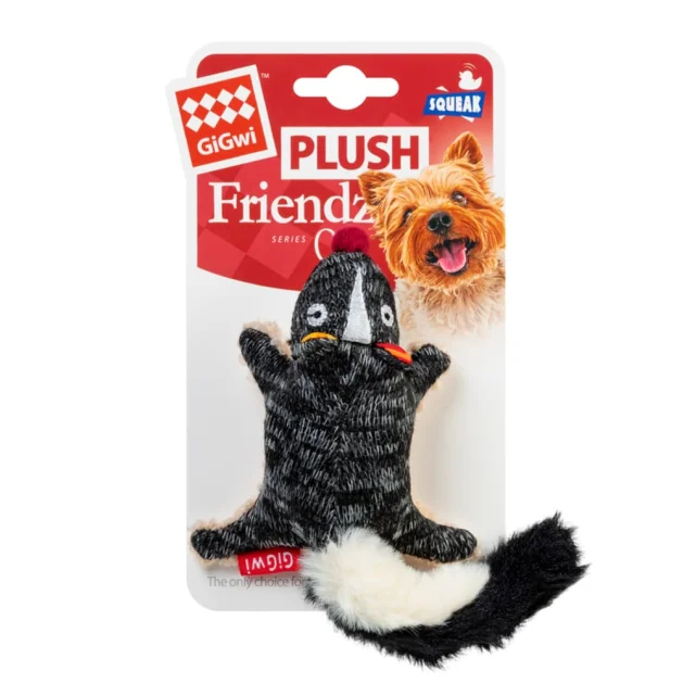 Игрушка для собак GiGwi Plush, Скунс с пищалкой, текстиль, 9 см
