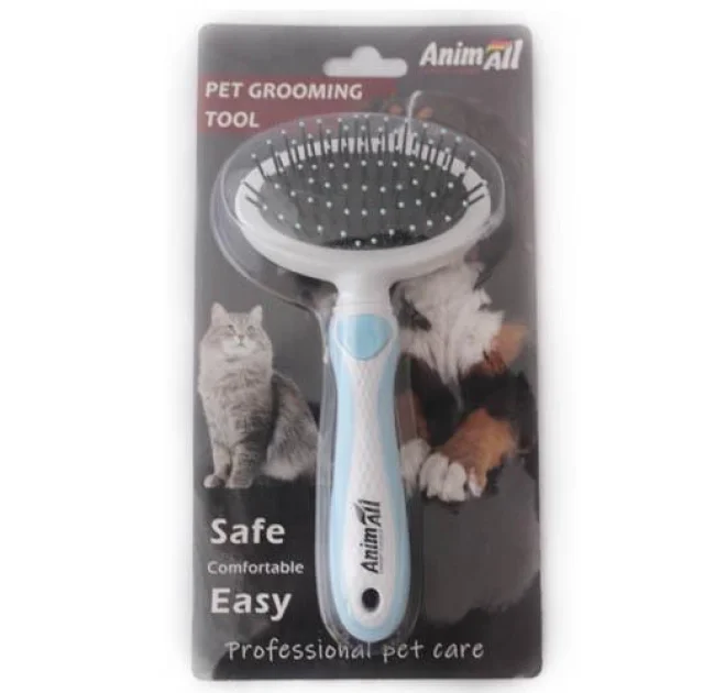 Массажная щетка AnimAll Groom для животных, голубая