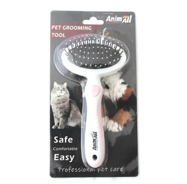 Массажная щетка AnimAll Groom для животных, розовая