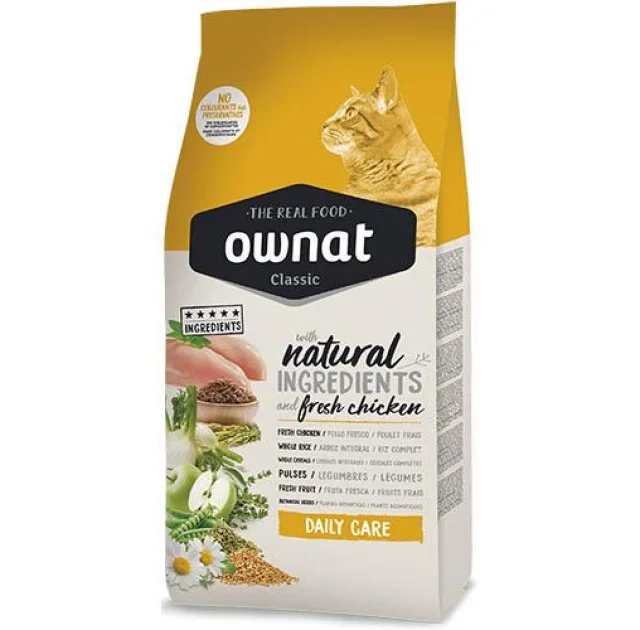 Сухой корм Ownat Classic Daily Care для взрослых кошек, с курицей, 4 кг