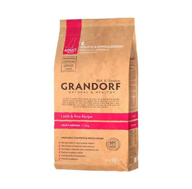 Сухой корм Grandorf Adult Medium Breed Lamb/Rice для взрослых собак, с ягненком и рисом, 1 кг