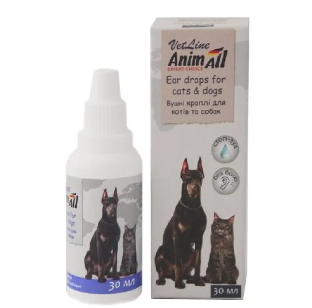 Ушные капли AnimAll VetLine для кошек и собак, 30 мл