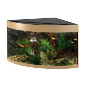 Кутовий акваріум Ferplast Dubai Corner 90 Beech з LED-освітленням, бук, 180 л