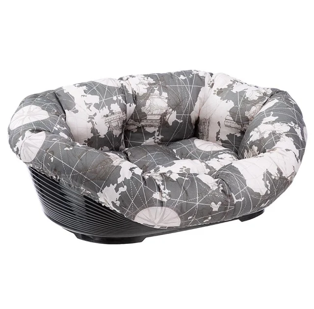 Пластиковый лежак Ferplast Sofa 2 Triangle в комплекте с подушкой для собак и кошек, 52×39×21 см