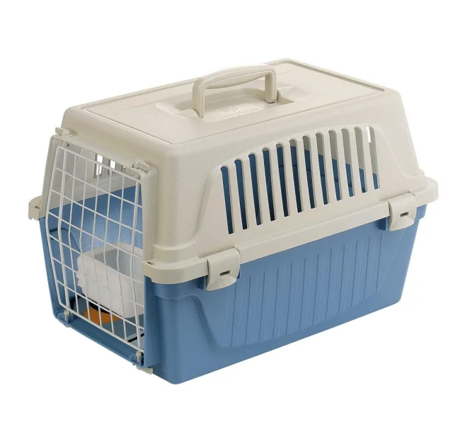 Переноска Ferplast Carrier Atlas 10 для кошек и собак, бело-голубая, 48.5×32.5×29 см