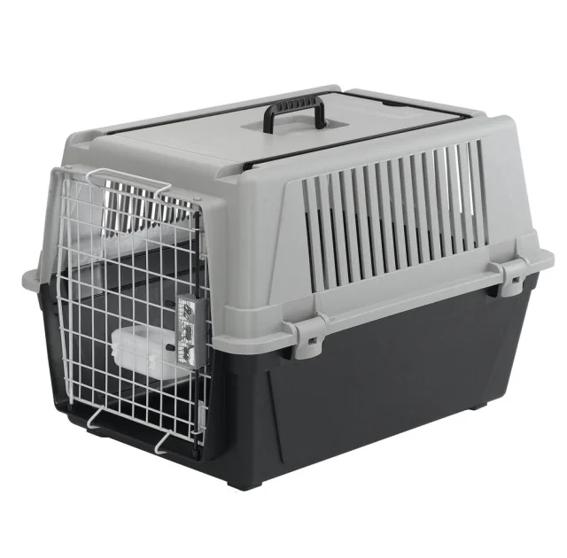 Переноска Ferplast Carrier Atlas 40 для котів і собак, сіро-чорна, 68×49×45 см
