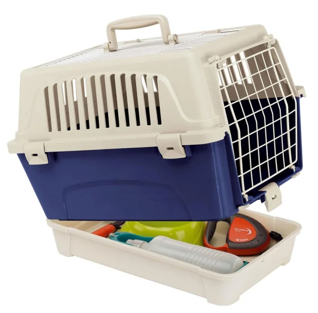 Переноска Ferplast Carrier Atlas 10 Open Organizer для котів, собак і гризунів, біло-синя, 48×33×34 см