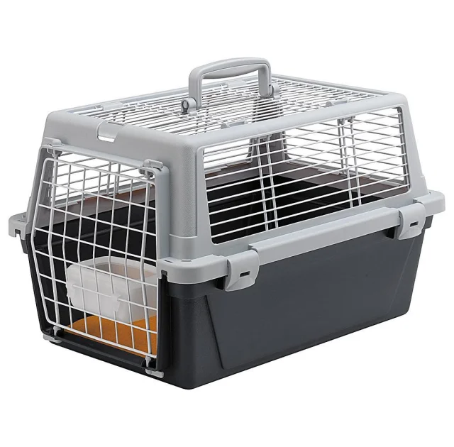 Переноска Ferplast Carrier Atlas 20 Vision для кошек и собак, серо-чёрная, 48.5×32.5×29 см
