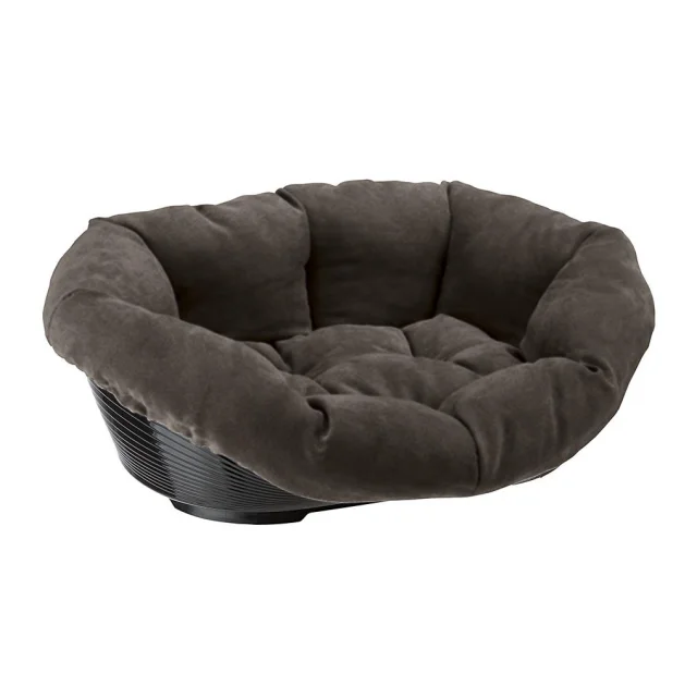 Пластиковий лежак з м'якою подушкою Ferplast Sofa Prestige 2 для котів і собак, коричневий, 52×39×21 см