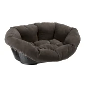 Пластиковий лежак з м'якою подушкою Ferplast Sofa Prestige 4 для котів і собак, коричневий, 64×48×25 см