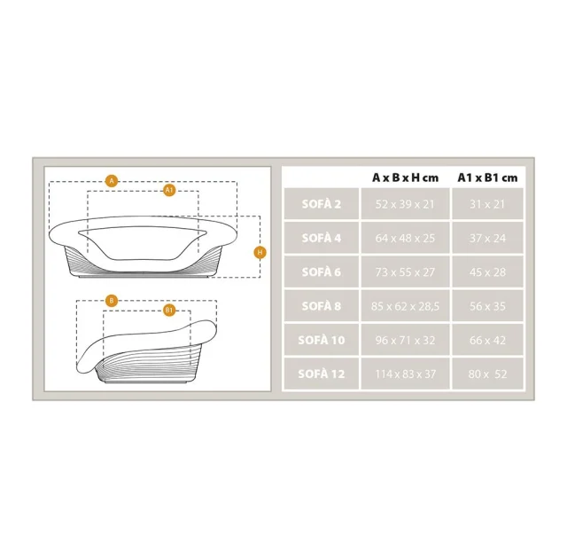 Пластиковый лежак Ferplast Sofa 2 Dove Grey в комплекте с подушкой для собак и кошек, 52×39×21 см