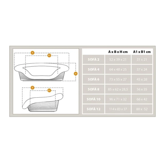 Пластиковый лежак Ferplast Sofa 8 Dove Grey в комплекте с подушкой для собак и кошек, 85×62×28,5 см