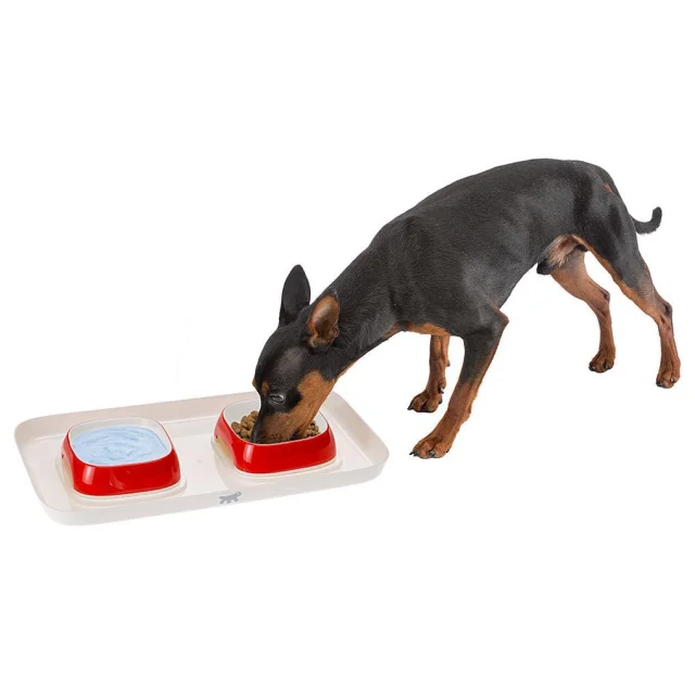 Ferplast Glam Tray Extra Small Dove Grey пастіковий піднос з мисками Glam 400 мл, сірий, 40x23x4,5 см