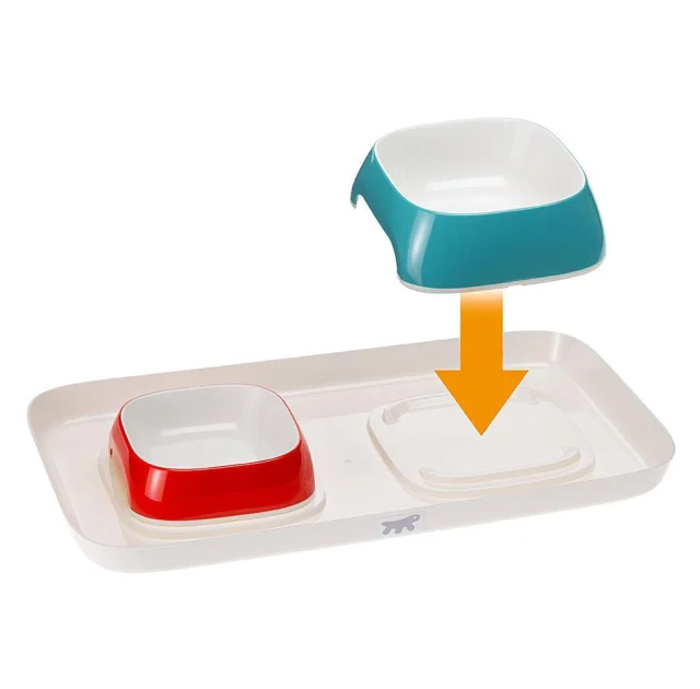Ferplast Glam Tray Extra Small Red пастіковий піднос з мисками для кішок і собак, червоний, 40x23x4,5 см