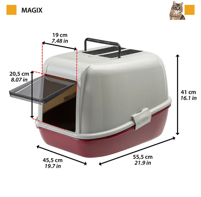 Закрытый туалет Ferplast Toilet Home Magix для кошек с системой просеивания, 45,5x55,5x41 см