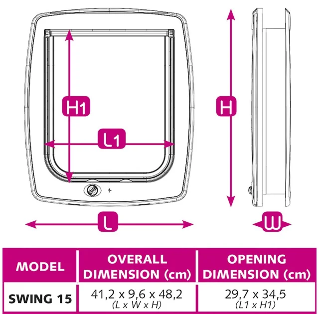 Ferplast Swing 15 Tunnel White дверцята для собак і кішок біла, 41,2x9,6x48,2 см