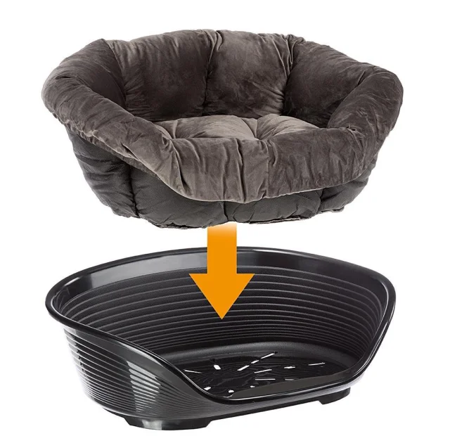 Оксамитова подушка для ліжок Ferplast Spare Sofa Prestige 2 Grey для котів і собак, 52×39×21 см
