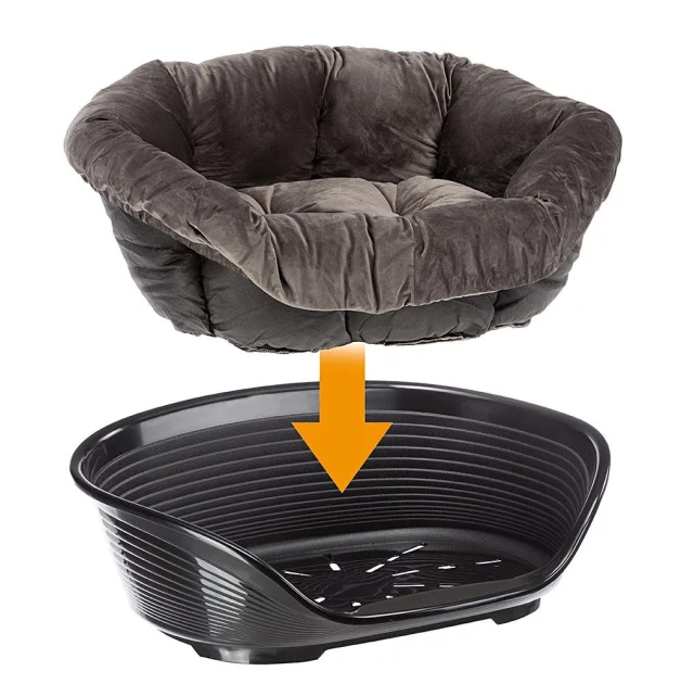 Оксамитова подушка для ліжок Ferplast Spare Sofa Prestige 4 Grey для котів і собак, 64×48×25 см