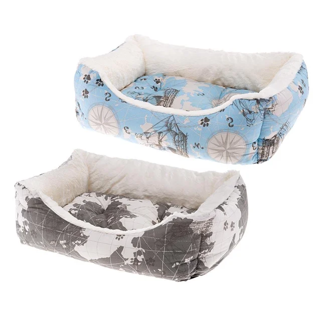 Лежак Ferplast Coccolo 80 Map Blue-Grey для собак и кошек, 78×56×22 см