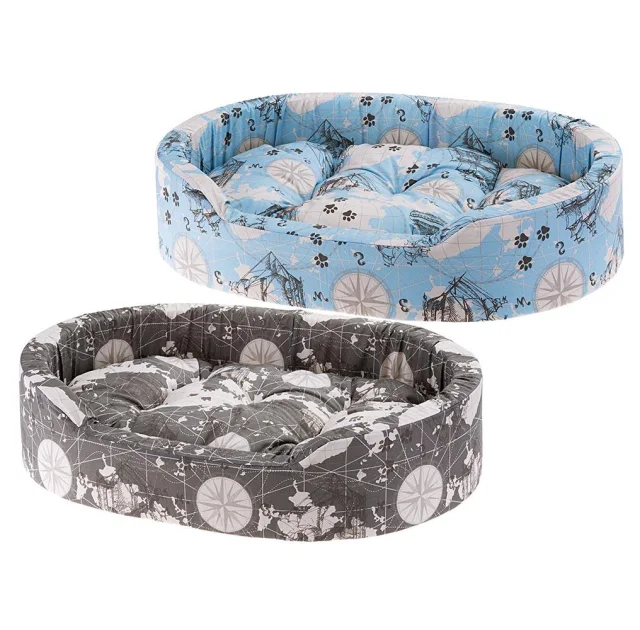 Мягкий лежак Ferplast Dandy C 65 Map Blue-Grey для собак и кошек, 65×46×17 см