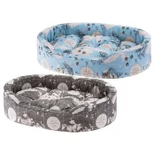 Мягкий лежак Ferplast Dandy 80 Map Blue-Grey для собак и кошек, 80×55×20 см