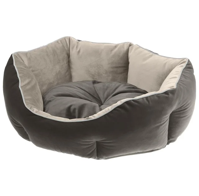 Оксамитовий диван Ferplast Queen 60 Beige-Grey для котів і собак, 60×46×20 см
