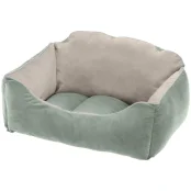 Бархатная кровать Ferplast Milord 55 Bedding Green-Beige для собак и кошек, 55×45×26 см