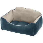 Бархатная кровать Ferplast Milord 55 Bedding Blue-Beige для собак и кошек, 55×45×26 см