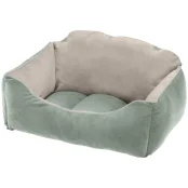 Бархатная кровать Ferplast Milord 65 Bedding Green-Beige для собак и кошек, 65×45×28 см